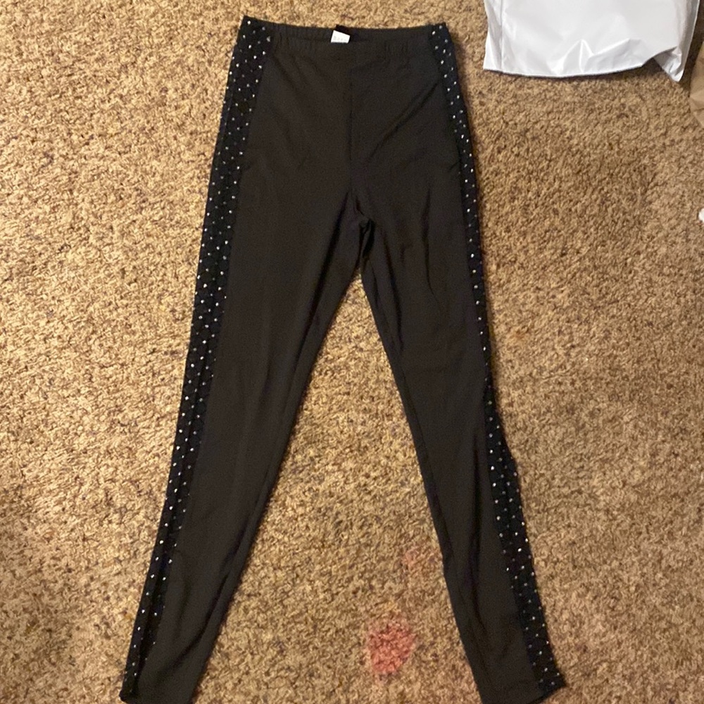 black shiny leggings